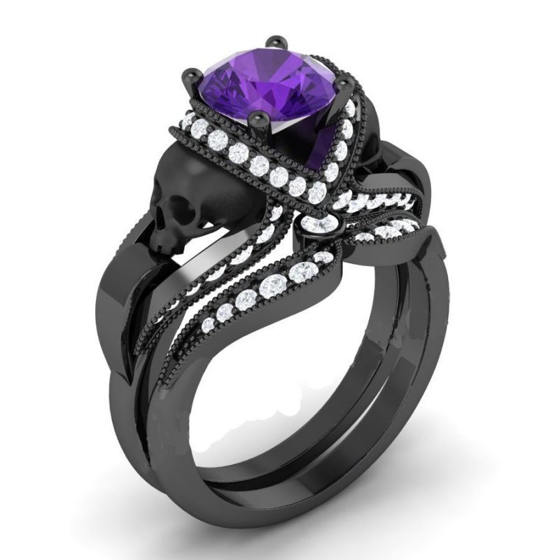 Purple & Black Skull Ring