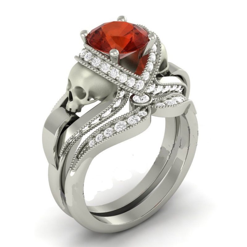 Red Diamond Skull Ring