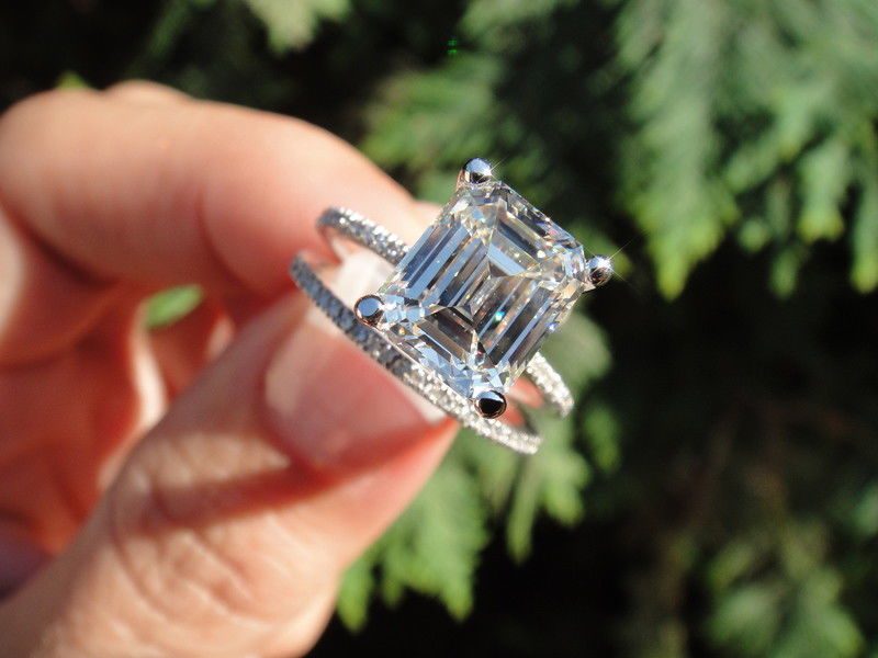 2.00 Ct Emerald Diamond Engagement Wedding Band Set 925 Sterling Sliver Size 5 6