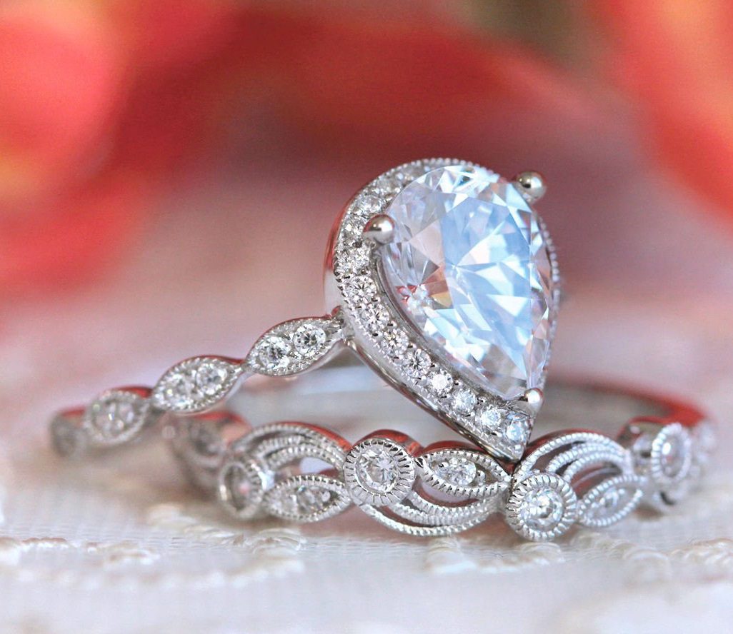 Pear Shape Diamond Engagement Ring - 247M1WFADFHWG-LE – Charleston  Alexander Diamond Importers