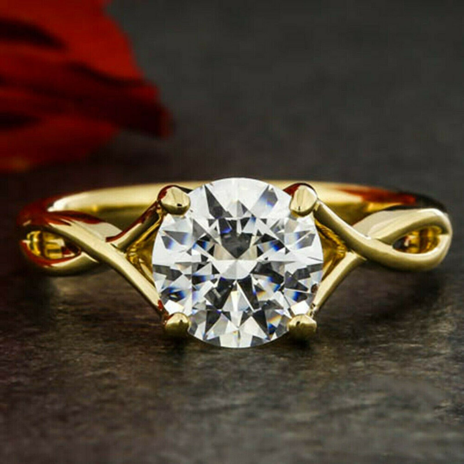 2.00 Ct Round Cut Moissanite Twisted Best Engagement Ring Solid 14k