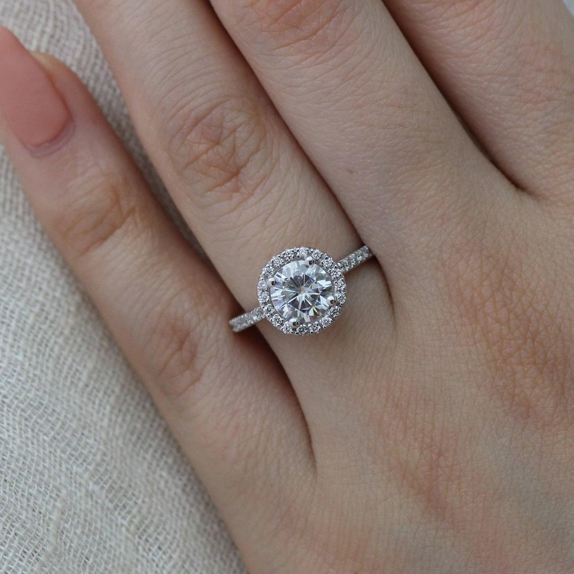 1.50Ct Moissanite Solitaire Engagement Ring Solid 14K White top Gold